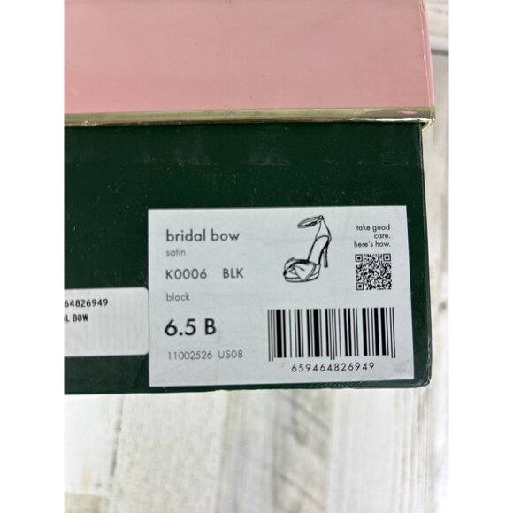 Kate Spade Black Satin Bridal Bow Platform Sandal Pumps - Picture 9 of 9